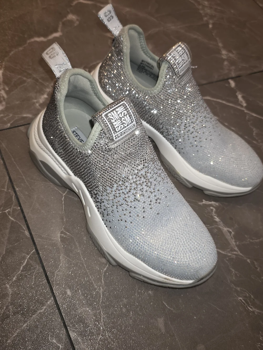 Steve Madden Silver Glitter Slip-On Sneakers